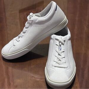 Rothy’s The Lace Up Sneaker Bright White Knit Classic Style 038-001 Sz W8 NWOT